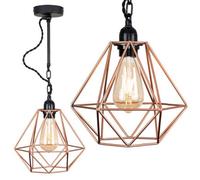 Valuelights Huber Industrial Satin Black Wall Ceiling Light Fitting With Copper Metal Cage Shade