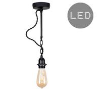 Valuelights Huber Industrial Satin Black Wall Light Fitting - Includes 4W Led Filament Bulb 2700K Warm White