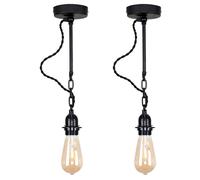 MiniSun | Industrial Steampunk Satin Black Wall/Ceiling Light Fittings | Pendant Lights, Home Décor & Improvement Essential | Pair of 2 | Mains Wired