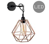 Valuelights Huber Satin Black Wall/ceiling Light Fitting With Copper Metal Cage Shade And 4W Led Bulb In Warm White