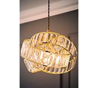 ValueLights | Gold & Clear Acrylic Jewel Intertwined Rings Design Easy Fit Ceiling Pendant Light Shade LED Bulb Included | Shades & Home Improvements Essential | 30cm Shade Width
