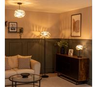 Valuelights Hudson Acrylic Jewel Twist Chrome Floor Lamp With Tortoise Shell Lampshade - Bulb Included