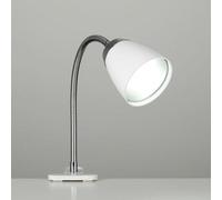 Valuelights Huey Single Gloss White And Chrome Clamp Clip On Led Desk Spotlight Adjustable Table Light