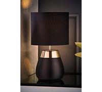 Valuelights Hurst Bulbous Touch Table Lamp With Drum Lamp Shade And Bulb In Black Black One Size