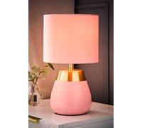 ValueLights | Hurst Pale Pink Touch Table Lamp with Matching Drum Lamp Shade and Bulb | Table Lamp, Home Décor & Improvement Essential