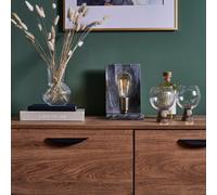 Valuelights Idris Grey Marble And Brass Book End Table Lamp