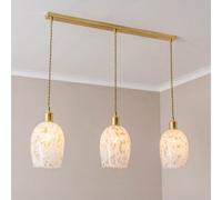 Valuelights India Confetti Glass Shade 3 Drop Gold Diner Ceiling Pendant Light And Led Bulbs