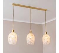 Valuelights India Confetti Glass Shade 3 Drop Gold Diner Ceiling Pendant Light And Led Bulbs In White White