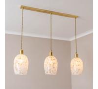 India Confetti Glass Shade 3 Drop Gold Diner Ceiling Pendant Light and LED Bulbs ValueLights White One Size
