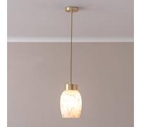 Valuelights India Confetti Glass Shade Brushed Gold Capped Ceiling Pendant Light With Bulb In White White