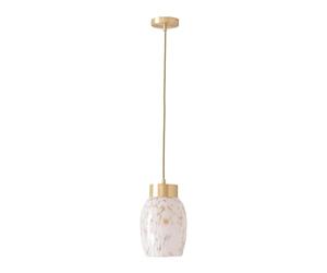 ValueLights | India Confetti Glass Shade Brushed Gold Capped Ceiling Pendant Light with Bulb | Shades, Home Décor & Improvement Essential | Light Bulb Included | Includes Full Wired Fitting