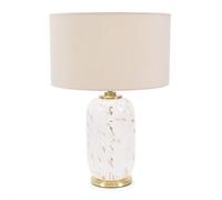 Valuelights India Gold Metal And White Confetti Glass Table Lamp With Natural Drum Lampshade