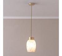 India White Confetti Glass Shade Gold Capped Ceiling Pendant Light ValueLights White One Size