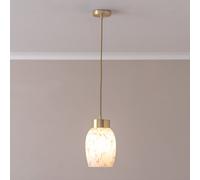 India White Confetti Glass Shade Gold Capped Ceiling Pendant Light ValueLights White One Size