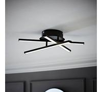 ValueLights | Matt Black Adjustable Arm Crossover Wall/Ceiling Light Integrated LED | Outdoor Wall Lights, Home Décor & Improvement Essential | IP44 Rated | Mains Wired