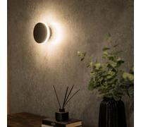 ValueLights | Matt Black Backlit Circle Wall Light Indoor/Outdoor Integrated LED Light Fitting | Outdoor Wall Lights, Home Décor & Improvement Essential | IP44 Rated | Mains Wired