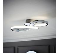ValueLights | Chrome Swirl Ceiling Light Integrated LED Living Room Light Fitting - IP44 Bathroom | Bathroom, Home Décor & Improvement Essential | Mains Wired
