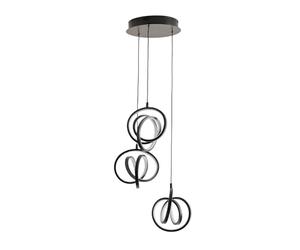 ValueLights | Infinity Matte Black Loop Twirl 3 Way Cluster Drop LED Ceiling Pendant Light