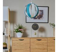 MiniSun | Modern Turquoise/Teal and Cream Fabric Cocoon Style Ceiling Light Shade | Pendant Lights, Home Décor & Improvement Essential | 29cm Shade Width