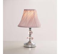 Valuelights Jaigier Pair Of Modern Polished Chrome Touch Table Lamps With Pink Pleated Shades
