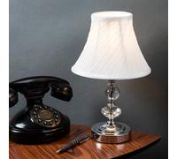 MiniSun | Modern Polished Chrome and Glass Touch Table Lamp with Pleated White Shade | Table Lamps, Home Décor & Improvement Essential | Includes Bulb [3000K Colour Temperature]