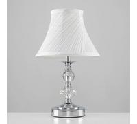MiniSun Modern Polished Chrome and Glass Touch Table Lamp with Pleated White Shade