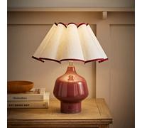 Valuelights Jamie Burgundy Glazed Ceramic Table Lamp With Scallop Trim Shade