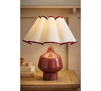 Valuelights Jamie Glazed Ceramic Table Lamp With Scallop Trim Lamp Shade In Burgundy Burgundy