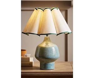 Valuelights Jamie Glazed Ceramic Table Lamp With Scallop Trim Lamp Shade In Green Green