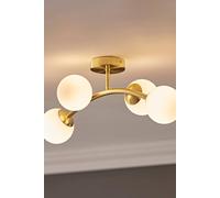 ValueLights Jas Gold 4 Way Opal White Frosted Glass Globe Shade LED Ceiling Light - Size: 20 x 22 x 48cm - Wilko