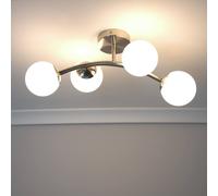 Valuelights Jas 4 Way Ceiling Light With Opal White Frosted Glass Globe Shades And Led Bulbs In Silver Silver