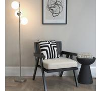 Valuelights Jas Black 3 Way Floor Lamp With White Frosted Glass Globe Shades - Led Bulbs Included
