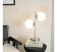 Valuelights Jas Chrome 2 Way Table Lamp With White Frosted Glass Globe Shades