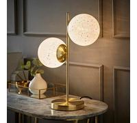 ValueLights | Jas Gold 2 Way Table Lamp with White Confetti Glass Globe Shades | Table Lamp, Home Décor & Improvement Essential