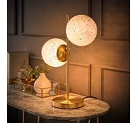 Valuelights Jas Gold 2 Way Table Lamp With White Confetti Glass Globe Shades And Bulbs