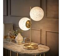ValueLights | Jas Gold 2 Way Table Lamp with White Confetti Glass Globe Shades and Bulbs | Table Lamp, Home Décor & Improvement Essential