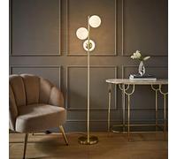 ValueLights | Jas Gold 3 Way Floor Lamp with White Confetti Glass Globe Shades and Bulbs | Floor Lamps & Home Improvements Essential