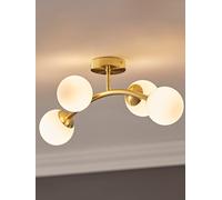 Valuelights Jas 4 Way Ceiling Light With Opal White Frosted Glass Globe Shades In Gold Gold
