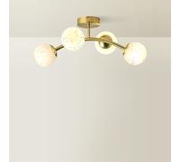 Jas Gold Ceiling Light with White Confetti Glass Globe Shades ValueLights White One Size