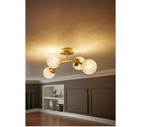 ValueLights | Jas Gold 4 Way Ceiling Light with White Confetti Glass Globe Shades | Ceiling Lights, Home Décor & Improvement Essential | Mains Wired