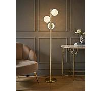 Valuelights Jas Gold Floor Lamp With 3 Way White Confetti Glass Globe Shades White