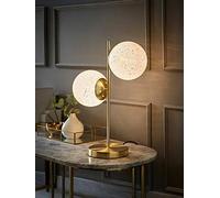 Valuelights Jas Gold Table Lamp With 2 Way White Confetti Glass Globe Shades Gold