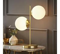 ValueLights Jas Metal 2 way Table Lamp With Frosted Glass Globe Shades - Gold