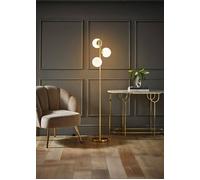 ValueLights | Modern 3 Light Gold Metal Stem Floor Lamp with White Frosted Glass Shades | Home Décor, Bedside & Desk Lamp