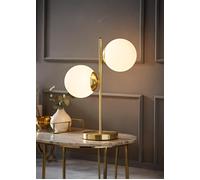 ValueLights | Modern 2 Light Gold Stem Table Lamp with White Frosted Glass Shades | Table Lamps, Home Décor & Improvement Essential