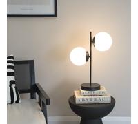ValueLights | Black 2 Way Table Lamp with Opal White Frosted Glass Globe Shades for Living Room Bedside Light | Table Lamps, Home Décor & Improvement Essential | Included LED Bulb