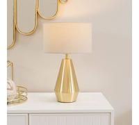 Valuelights Jax Antique Brass Dimmable Touch Table Lamp With Fabric Drum Shade With Led Bulb In Nude Nude One Size