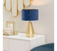 Valuelights Jax Gold Metal Touch Dimmer Table Lamp With Navy Blue Velvet Shade - Led Bulb Included