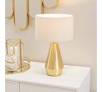 Valuelights Jax Antique Brass Metal Dimmable Touch Table Lamp With Cream Boucle Shade Cream One Size