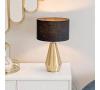 Valuelights Jax Antique Brass Metal Dimmable Touch Table Lamp With Fabric Drum Shade In Black Black One Size